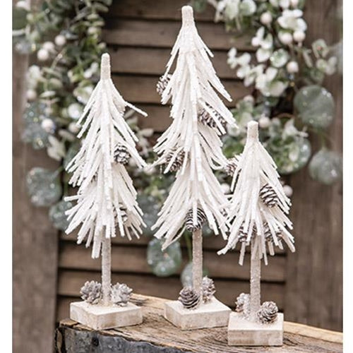 White Glittered Pinecone Tree 8