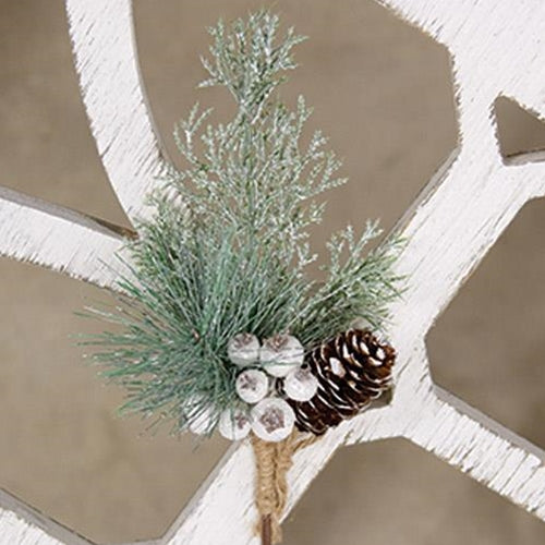 White Glittered Berry and Pinecone Pine Spray (Pack of 4)
