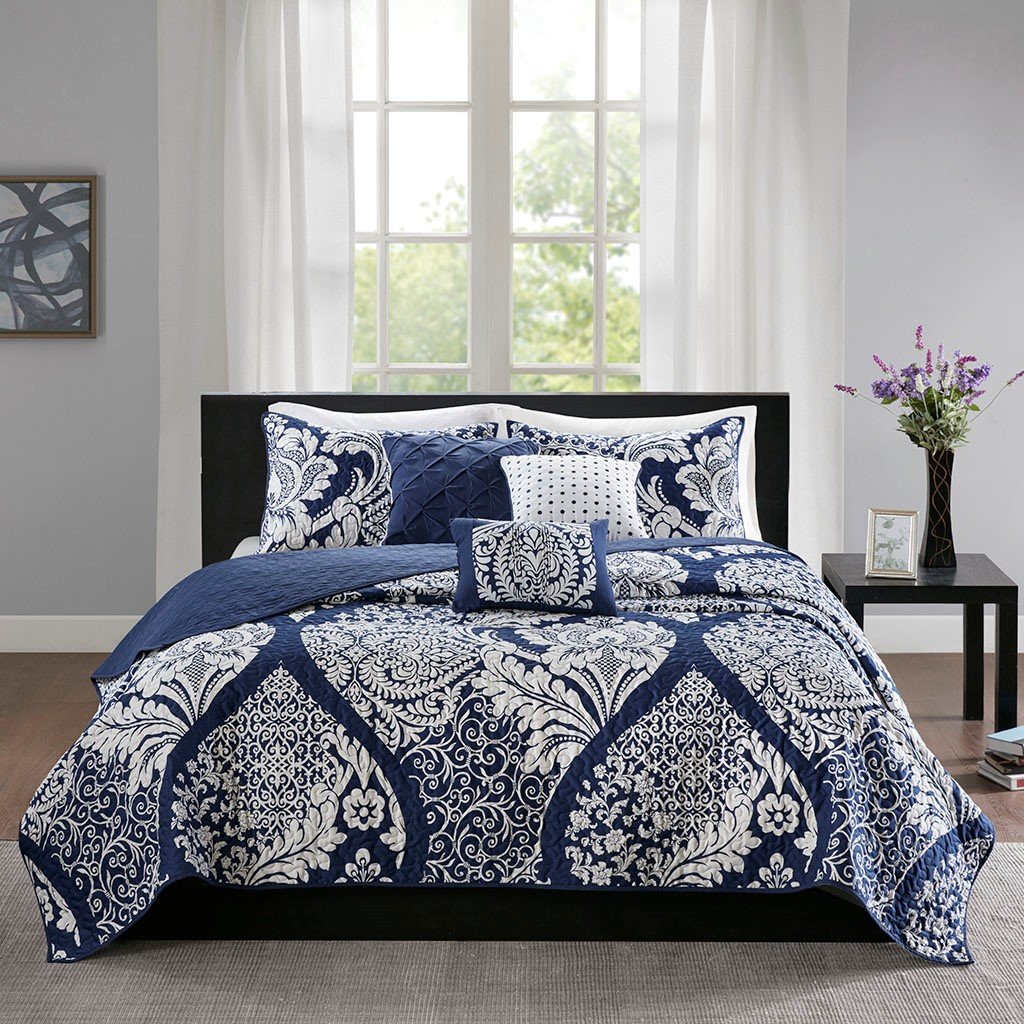 Madison Park Vienna 100% Cotton Printed 6Pcs Coverlet Set MP13-5579 By Olliix