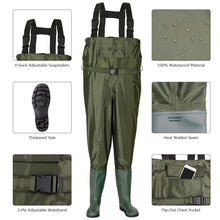 Load image into Gallery viewer, Waterproof Chest Waders Nylon PVC Cleated Bootfoot -XL
