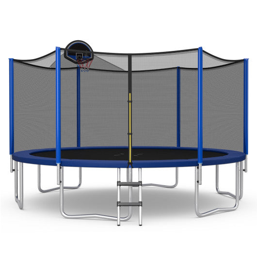 15/16 Feet Outdoor Recreational Trampoline with Enclosure Net-15ft