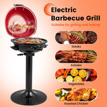 Load image into Gallery viewer, 1600W Electric BBQ Grill with Removable Non-Stick Warming Rack-Red
