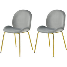 Load image into Gallery viewer, Set of 2 Velvet Accent Chairs with Gold Metal Legs-Gray
