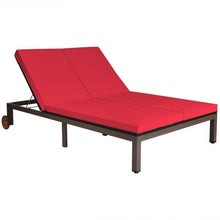 Load image into Gallery viewer, 2-Person Patio Rattan Lounge Chair with Adjustable Backrest-Red

