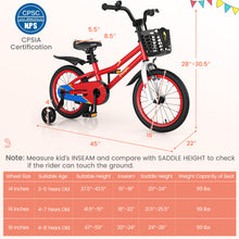 Load image into Gallery viewer, 16 Inch Kid&#39;s Bike with Removable Training Wheels-Red
