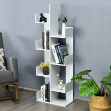 Load image into Gallery viewer, 8-Tier Bookshelf Bookcase with 8 Open Compartments Space-Saving Storage Rack -White
