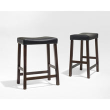 Load image into Gallery viewer, Upholstered Saddle Seat 2Pc Counter Stool Set Mahogany/Black - 2 Stools
