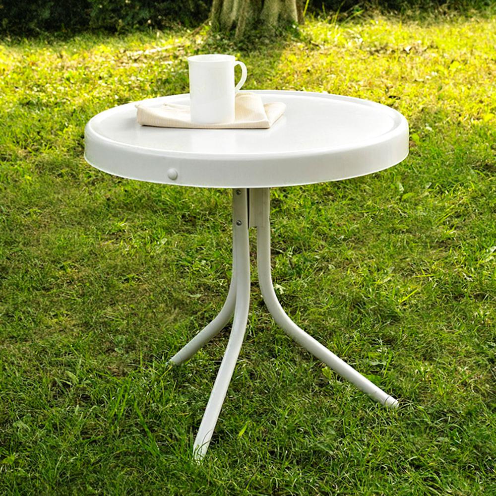 Griffith Outdoor Metal Side Table White Satin