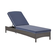 Load image into Gallery viewer, Palm Harbor Outdoor Wicker Chaise Lounge Navy/Weathered Gray

