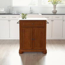 Load image into Gallery viewer, Alexandria Stone Top Portable Kitchen Island/Cart Cherry/White
