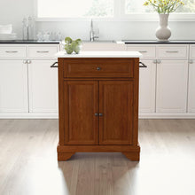 Load image into Gallery viewer, Lafayette Stone Top Portable Kitchen Island/Cart Cherry/White
