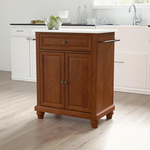 Load image into Gallery viewer, Cambridge Stone Top Portable Kitchen Island/Cart Cherry/White
