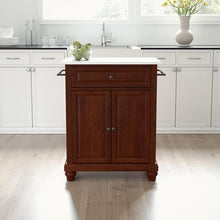 Load image into Gallery viewer, Cambridge Stone Top Portable Kitchen Island/Cart Mahogany/White
