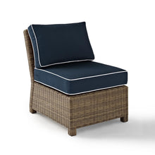 Load image into Gallery viewer, Bradenton 5Pc Outdoor Wicker Sectional Set Navy/Weathered Brown
