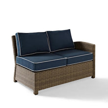 Load image into Gallery viewer, Bradenton Outdoor Wicker Sectional Right Side Loveseat Navy/Weathered Brown

