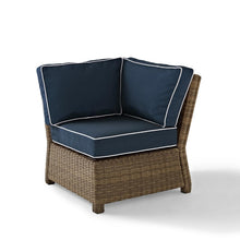 Load image into Gallery viewer, Bradenton 4Pc Outdoor Wicker Sectional Set Navy/Weathered Brown

