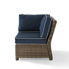 Load image into Gallery viewer, Bradenton 4Pc Outdoor Wicker Sectional Set Navy/Weathered Brown
