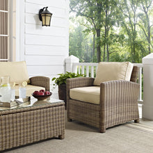 Load image into Gallery viewer, Bradenton 4Pc Outdoor Wicker Conversation Set Sand/Weathered Brown - Loveseat, Coffee Table, &amp; 2 Arm Chairs
