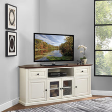Load image into Gallery viewer, 60&quot; Corner Tv Stand Distressed White
