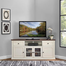 Load image into Gallery viewer, 60&quot; Corner Tv Stand Distressed White
