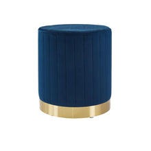 Load image into Gallery viewer, Sabrina Velvet Pouf Ottoman Navy/Gold
