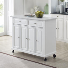 Load image into Gallery viewer, Avery Kitchen Island/Cart Distressed White/ White Marble
