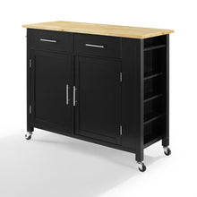 Load image into Gallery viewer, Savannah Wood Top Full-Size Kitchen Island/Cart Black/Natural
