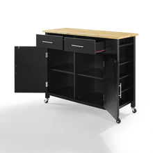 Load image into Gallery viewer, Savannah Wood Top Full-Size Kitchen Island/Cart Black/Natural
