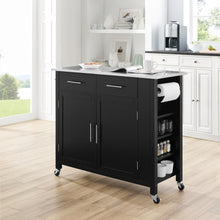 Load image into Gallery viewer, Savannah Stainless Steel Top Full-Size Kitchen Island/Cart Black/Stainless Steel
