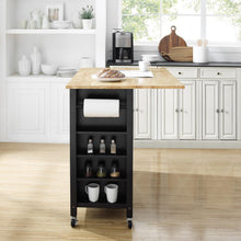Load image into Gallery viewer, Savannah Wood Top Drop Leaf Kitchen Island/Cart Black
