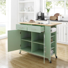 Load image into Gallery viewer, Savannah Wood Top Drop Leaf Kitchen Island/Cart Mint
