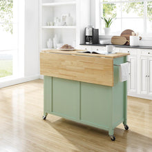 Load image into Gallery viewer, Savannah Wood Top Drop Leaf Kitchen Island/Cart Mint
