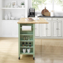 Load image into Gallery viewer, Savannah Wood Top Drop Leaf Kitchen Island/Cart Mint
