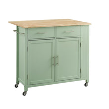 Load image into Gallery viewer, Savannah Wood Top Drop Leaf Kitchen Island/Cart Mint
