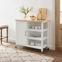 Load image into Gallery viewer, Tristan Open Kitchen Island/Cart White/Natural

