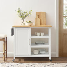 Load image into Gallery viewer, Tristan Open Kitchen Island/Cart White/Natural
