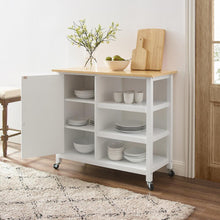 Load image into Gallery viewer, Tristan Open Kitchen Island/Cart White/Natural
