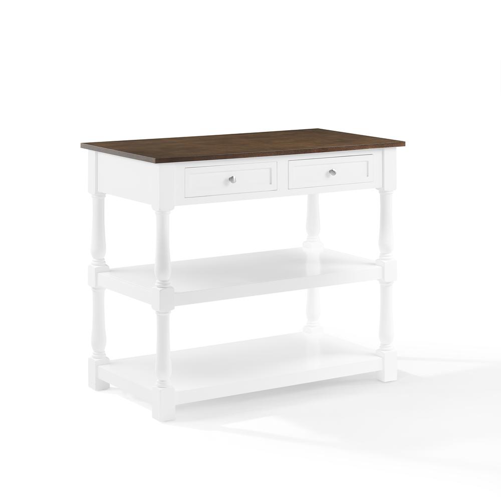 Caitlyn Wood Top Kitchen Island White/Dark Brown