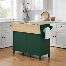 Load image into Gallery viewer, Cora Drop Leaf Kitchen Island Emerald/Natural
