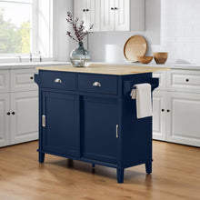Load image into Gallery viewer, Cora Drop Leaf Kitchen Island Navy/Natural
