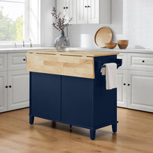 Load image into Gallery viewer, Cora Drop Leaf Kitchen Island Navy/Natural
