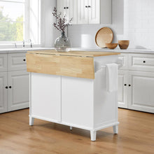 Load image into Gallery viewer, Cora Drop Leaf Kitchen Island White/Natural
