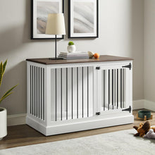 Load image into Gallery viewer, Winslow Small Credenza Dog Crate White/Dark Brown
