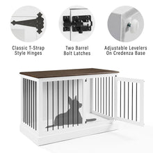 Load image into Gallery viewer, Winslow Small Credenza Dog Crate White/Dark Brown
