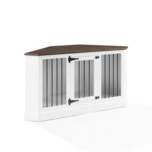 Load image into Gallery viewer, Winslow Corner Credenza Dog Crate White/Dark Brown
