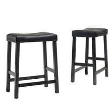 Load image into Gallery viewer, Upholstered Saddle Seat 2Pc Counter Stool Set Black/Black - 2 Stools
