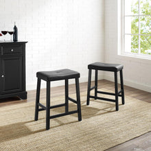 Load image into Gallery viewer, Upholstered Saddle Seat 2Pc Counter Stool Set Black/Black - 2 Stools
