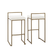 Load image into Gallery viewer, Harlowe 2Pc Bar Stool Set Creme/ Gold - 2 Stools
