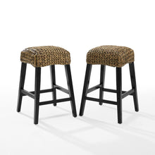 Load image into Gallery viewer, Edgewater 2Pc Backless Counter Stool Set Seagrass/Darkbrown - 2 Stools
