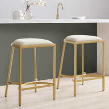 Load image into Gallery viewer, Ellery 2Pc Counter Stool Set Oatmeal/Gold - 2 Stools

